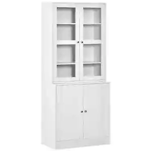 Modern Bookcase Display Storage Unit with Doors Adjustable Shelves Home White - Picture 1 of 12
