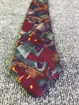 Corbata de seda púrpura granate abstracta 100 % seda italiana clásicos de Cambridge Foto 1 de 4