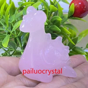 2" Natural Rose quartz Dragon Skull Quartz Crystal Skull Carved Figurines 1pc - Picture 1 of 12
