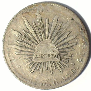 Mexiko 1886 Mo M.H. .903 SILBER 8 REALES HACKMARKEN AU/UNC (KM-377.10) - Bild 1 von 2