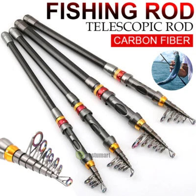 Telescopic Fishing Pole Spinning Rod Carbon Fiber Medium Fast Lightweight 9f 12f - Image 1 of 4