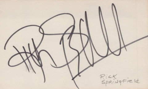 Rick Springfield signed 3x5 index card Vintage Cover