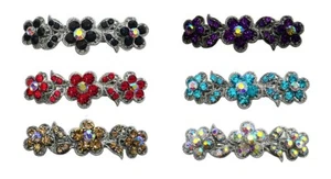 6-Pack-6 Small Barrettes French Clasp Sparkly Stone for Women Girls 1338-6d1 - Picture 1 of 8