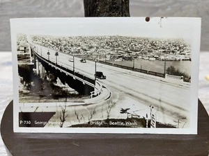 George Washington Memorial Bridge Seattle Washington Foto Real Postal RPPC - Imagen 1 de 3
