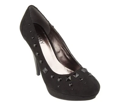 Zapatos de salón Kathy Van Zeeland negros con plataforma Jewel con tachuelas para mujer TALLA 6 u 8 RTL $75 Foto 1 de 4