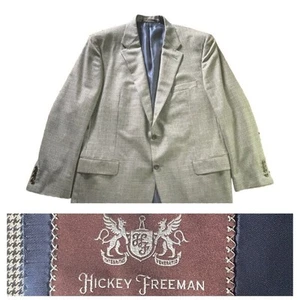 Hickey Freeman Sport Coat Mens 46 R Brown & Blue Houndstooth Modern Jacket USA - Picture 1 of 10