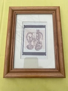 Southwestern Framed Art Aztec Picture Decor Print 6 x 8 Skull Cactus Pottery - Picture 1 of 2