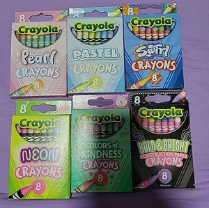 6 Crayola Special Edition Crayons Pearl, Pastel, Neon,Kindness, Swirl, Bold - Picture 1 of 1