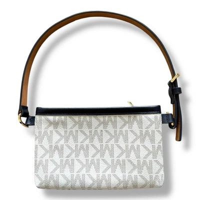 Michael Kors Jet Set Monogram Canvas Shoulder Bag White Beige Black NWOT - Image 1 of 3