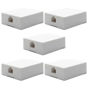 5x 1-Port RJ45 8P8C Network Ethernet Keystone Jack Wall Surface Mount Box White - Afbeelding 1 van 4