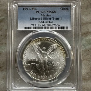 1991 Mexican Libertad Silver Type 1 PCGS MS 68 - Picture 1 of 2