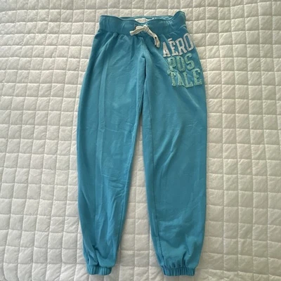 Calça de Moletom AEROPOSTALE Feminina Pequena Azul Aqua Logotipo Joggers Soletrar Athleisure - Imagem 1 de 4
