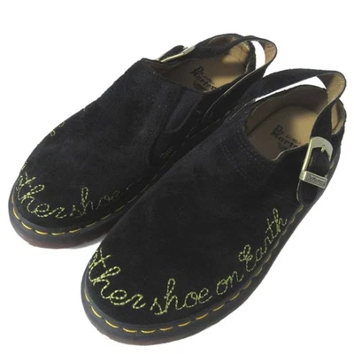 Dr. Martens ISHAM Embroidered Suede Mule Slip-On, Size UK4 Black Women USED - Image 1 of 4