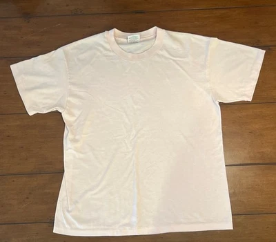 VTG Hanes Heavyweight T-Shirt L Light Pink Single Stitch Blank Made in USA 50/50 - Image 1 of 4