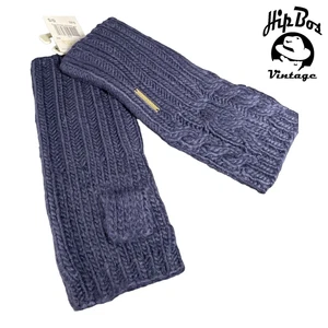 Michael Kors Womens Fingerless Gloves Arm Warmers Knitted Fabric Navy One Size - Picture 1 of 4