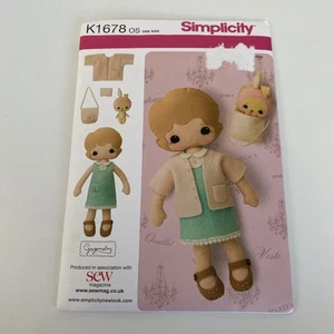 Simplicity K1678 Felt Doll Clothes Accessories Uncut Pattern 13" Doll Size - Picture 1 of 6
