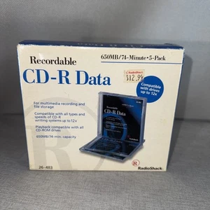 Pack de 5 données CD-R enregistrables 650 Mo/74 min disques neufs scellés cabane radio - Photo 1/6