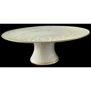 Vintage Lenox Beaumont Pedestal Cake Stand / Plate with Gold Trim 12 1/2" EUC - Picture 1 of 5