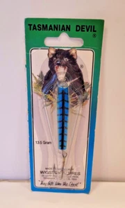 Señuelo de pesca Wigston Vintage Tasmanian Devil negro azul nuevo en tarjeta 13,5 gramos - Imagen 1 de 4