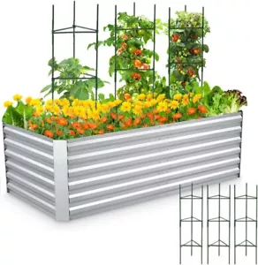 Galvanized Raised Garden Bed 6x3x2FT Large Metal Planter Box Outdoor Vegetables - Picture 1 of 12
