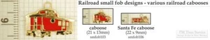 Railroad caboose decorative fobs, various designs & watch chain options - Picture 1 of 7