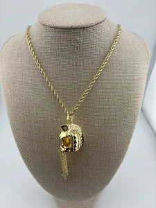 Hawaiian Ikaika Warrior Helmet 14kt Gold Overlay Pendant And 30 In Chain Large - Picture 1 of 5