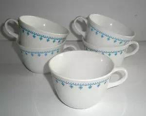 Corelle Snowflake Garland Band lot of 5 Coffee Tea Cups Blue White EUC CE - Picture 1 of 5