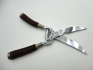 Vintage Verchromt Poultry Shears Scissors With Antler Stag Handles - Picture 1 of 14
