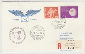 SCHWEIZ,1964,ERSTFLUG NACH URUNDI- GENEVE UND USUMBURA ABSAGEN - Bild 1 von 4