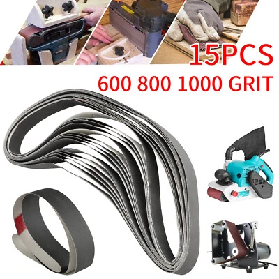 REDTAGTOWN 15Pcs 1x30inch Sanding Belt 600 800 1000 Grit Polishing Sander Belts Sandpaper