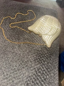 Cartera sin asas Nordstrom hecha en Italia rígida flor de tulipán rara blanca - usada - Imagen 1 de 10