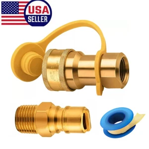 1/2" QDD LP Gas Quick Connect Fittings with Male Insert Plug Natural Gas Propan - Picture 1 of 7