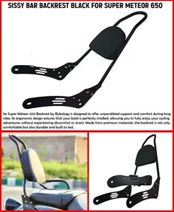 "RESPALDO BARRA SISSY, NEGRO" APTO PARA ROYAL ENFIELD SUPER METEOR 650 - Imagen 1 de 9