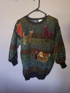 Maglione gatto vintage 20 Ans Mariea Kim - Foto 1 di 7