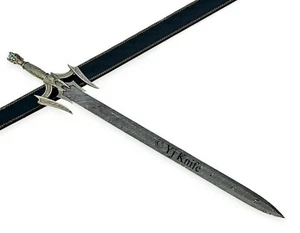 BEAUTIFUL CUSTOM HANDMADE 35 INCHES DAMASCUS STEEL HUNTING SWORD WITH SHEATH - Picture 1 of 5