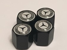 4 x Black Mercedes Benz Valve tyre Dust Caps Covers Alloy wheel set of 4 MB AMG