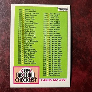 1984 Topps NESTLE Set BASEBALL CHECKLIST CARD 661-792 Parallel #781 * MINT * x84 - Picture 1 of 1