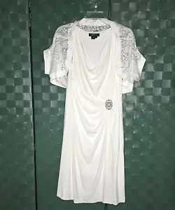 Ralph Lauren Evening Cocktail Dress Women 12 White Ruched Jeweled Bling Wedding - Picture 1 of 12