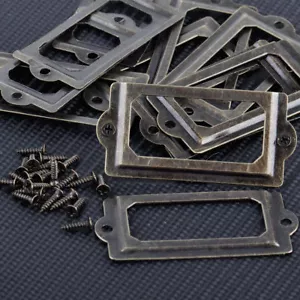 12X LABEL FRAME Holder Label Pharmacist Cabinet Brass Drawer Mop Day - Picture 1 of 5