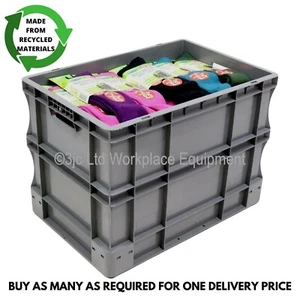 90 Litre Very Strong Grey Plastic Euro Parts Storage Container Boxes Box Bins - Picture 1 of 4