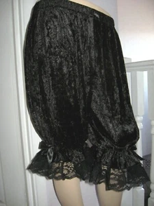 black Velvet Pantaloons Bloomers Long Lace Victorian Gothic Steampunk gift - Picture 1 of 3