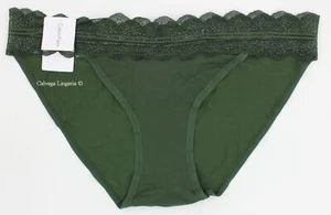 Nuevo con etiquetas Calvin Klein QD3780 ""Micro"" microfibra de altura baja con bikini de encaje, verde oscuro - Imagen 1 de 5