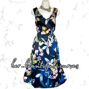 MONSOON FLORAL PRINT WEDDING OCCASION PARTY DRESS SIZE 16 - Picture 1 of 7