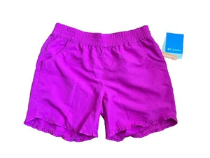 NWT Columbia Girls Pink Ruffle Trim Coral Creek Boardshort UPF 30 Swim Beach L - Picture 1 of 4