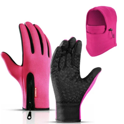 Luvas de lã inverno impermeável tela sensível ao toque e conjunto de chapéu máscara balaclava - Imagem 1 de 4