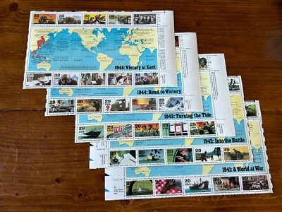 US Stamps World War II sheets of 10  MNH 1991-1995 - Image 1 of 4