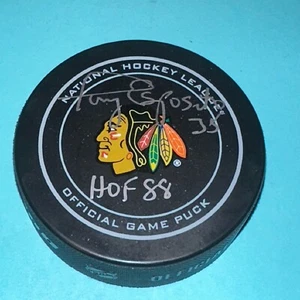 TONY ESPOSITO Signed Chicago BLACKHAWKS Official GAME Puck Beckett (BAS) w/ HOF - Picture 1 of 3