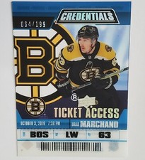 BRAD MARCHAND 2019-20 Upper Deck Credentials Ticket Access #TA-BM Acetate /199