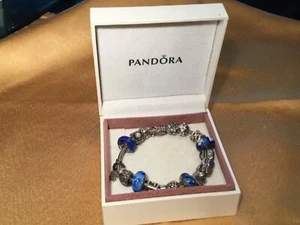 PANDORA Sterling Silver & Gold Charm Bracelet w/ 19 Charms, 8.25" w/ Tag & Box - Picture 1 of 11