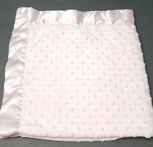 Bearington Baby Collection Blanket Pink Minky Dot Satin Trim & Back 28x28 - Picture 1 of 6
